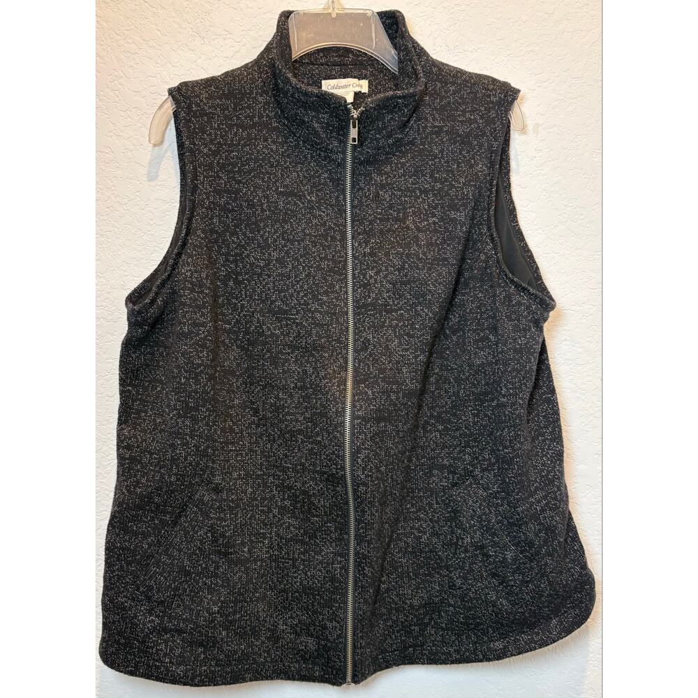 Coldwater Creek Black Lined Full Zip Sweater Vest with Pockets Size 1X/18